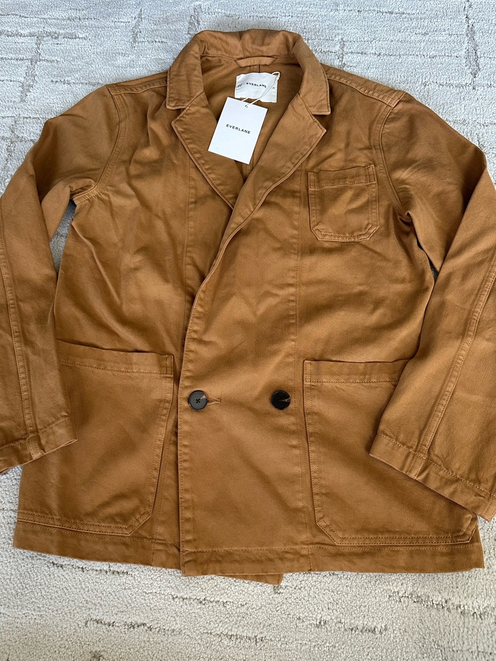 NWT Everlane Women’s Double-Breasted Cotton Jacket — Caramel Brown